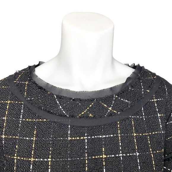 SARA CAMPBELL Metallic Windowpane Feather Trim Top - Picture 5 of 10